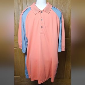 Grand Slam Performance Golf Polo, XXLT, Mens Big & Tall, light orange & gray